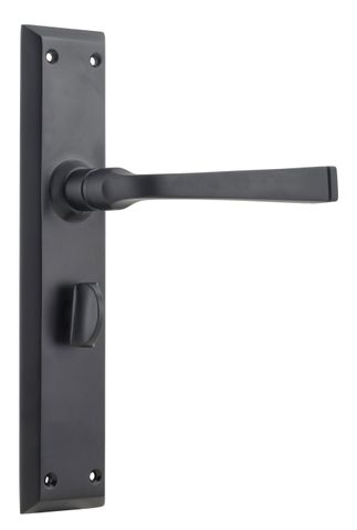 TRADCO DOOR LEVER MENTON PRIVACY PAIR MATT BLACK
