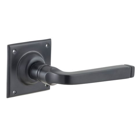 Tradco TRA9628 Door Lever Menton Square Rose Pair Matt Black