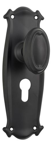 TRADCO DOOR KNOB BUNGALOW EURO PAIR MATT BLACK