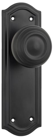 TRADCO DOOR KNOB KENSINGTON LATCH PAIR MATT BLACK