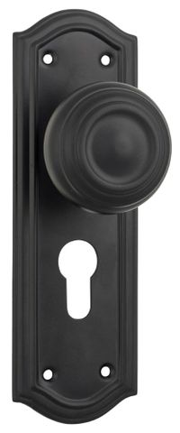 Tradco TRA9632E Door Knob Kensington Euro Pair Matt Black