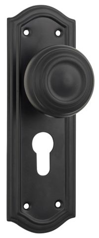 TRADCO DOOR KNOB KENSINGTON EURO PAIR MATT BLACK