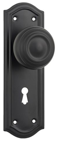 TRADCO DOOR KNOB KENSINGTON LOCK PAIR MATT BLACK