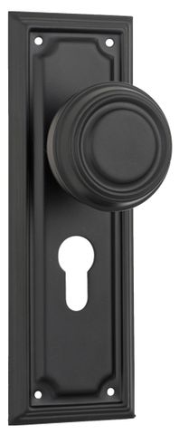 TRADCO DOOR KNOB EDWARDIAN EURO PAIR MATT BLACK