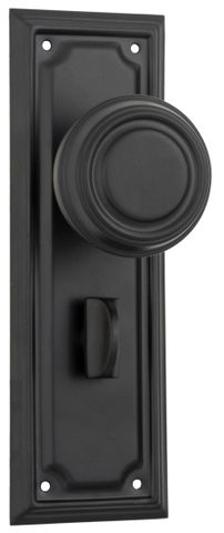 TRADCO DOOR KNOB EDWARDIAN PRIVACY PAIR MATT BLACK