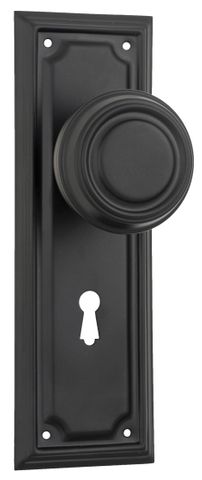 TRADCO DOOR KNOB EDWARDIAN LOCK PAIR MATT BLACK