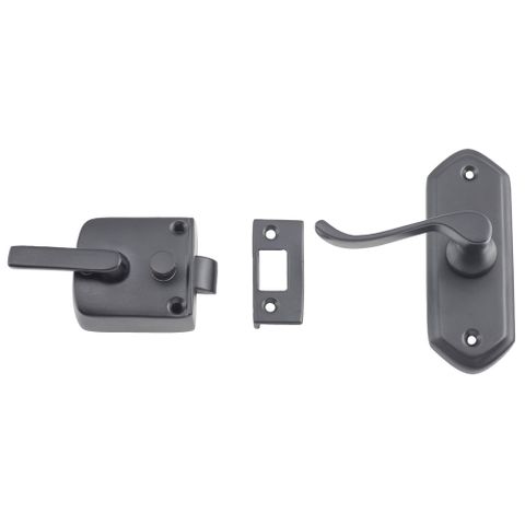 Tradco TRA9636 Screen Door Latch LH External Matt Black P40mm