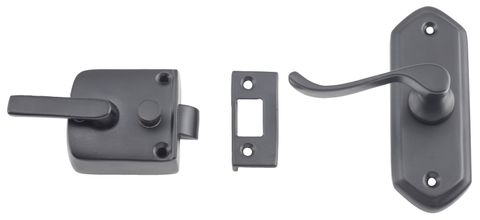 TRADCO SCREEN DOOR LATCH LH EXTERNAL MATT BLACK P40MM
