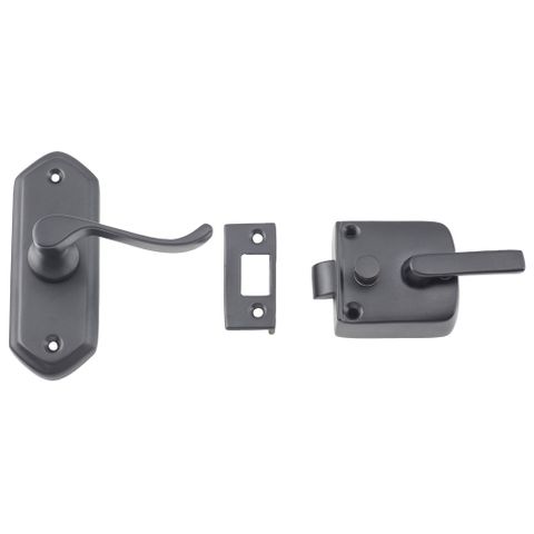 Tradco TRA9637 Screen Door Latch RH External Matt Black P40mm