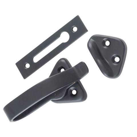 Tradco TRA9643 Hopper Window Fastener Matt Black L74xw39xp31mm