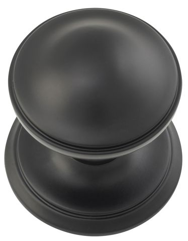 TRADCO CENTRE DOOR KNOB CLASSIC ROUND MATT BLACK 85MM