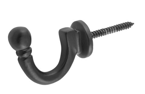 TRADCO CURTAIN TIE BACK HOOK STANDARD MATT BLACK P45MM