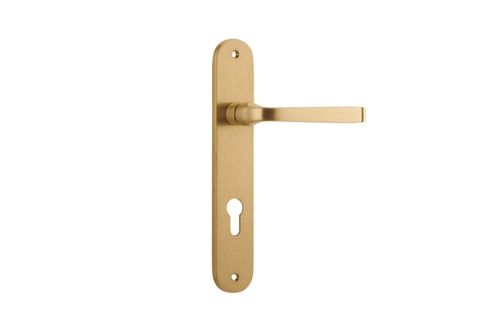 Door TRA15232E85 Lever Annecy Oval Euro B/Brass Ctc85mm H240xw40xp62mm