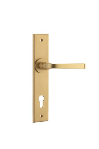 Dr TRA15288E85 Lvr Annecy Chamfered Euro B/Brass Ctc85mm H240xw50xp65mm