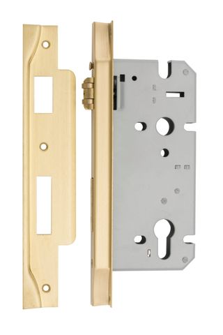 Mortice TRA17168 Lock Roller Euro Rebated Brushed Gold PVD Ctc85mm