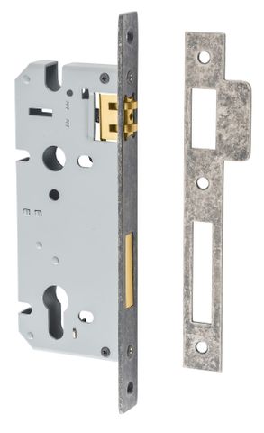 Iver TRA6086 Mortice Lock Roller Euro Distressed Nickel Ctc85mm Back