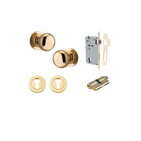Iver Cambridge Round Rose Entrance Knob Kit (Key/Key)