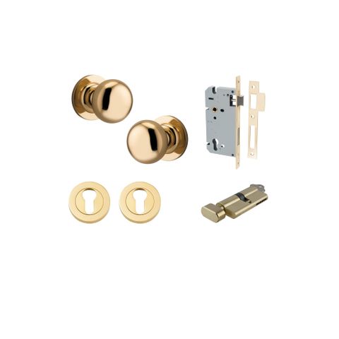 Iver Cambridge Round Rose Entrance Knob Kit (Key/Turn)