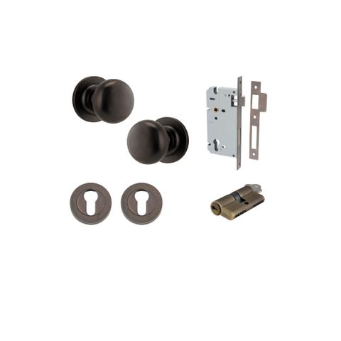 Iver TRA0201KENTR60KK Cambridge Knob Euro Round Rose Entry Kit Cyl/Cyl SB
