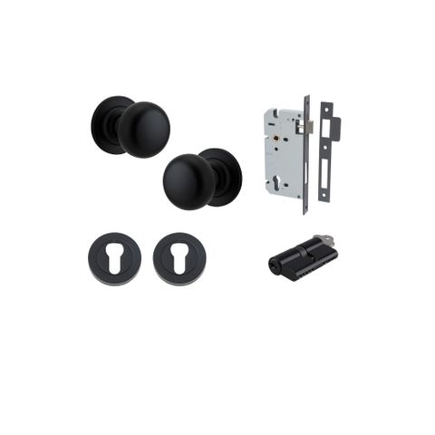 Iver TRA0203KENTR60KK Cambridge Knob Euro Round Rose Entry Kit Cyl/Cyl MB