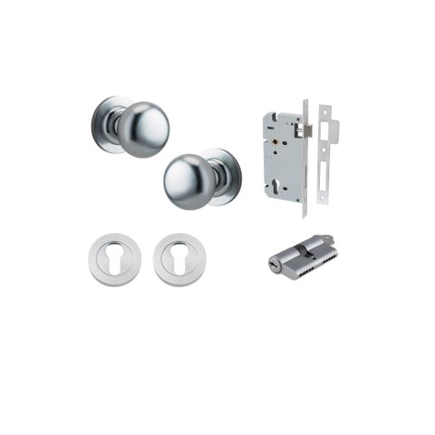 Iver TRA0205KENTR60KK Cambridge Knob Euro Round Rose Entry Kit Cyl/Cyl Bc