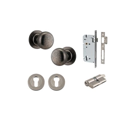 Iver TRA0207KENTR60KK Cambridge Knob Euro Round Rose Entry Kit Cyl/Cyl Dn