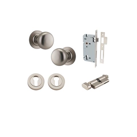 Iver TRA0209KENTR60KT Cambridge Knob Euro Round Rose Entry Kit Cyl/Turn SN