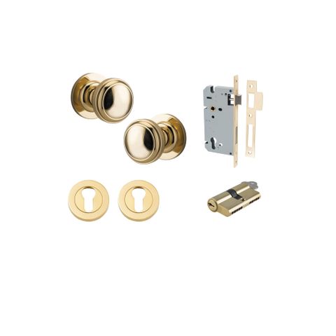 Iver Paddington Round Rose Entrance Knob Kit (Key/Key)