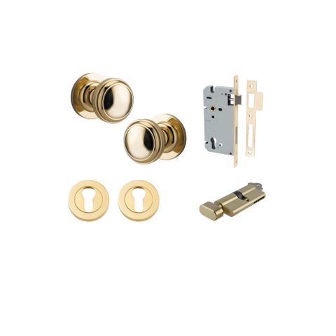 Iver Paddington Round Rose Entrance Knob Kit (Key/Turn)