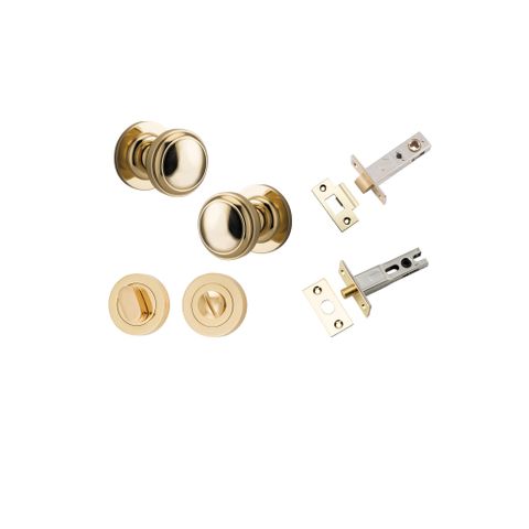 Iver Paddington Round Rose Privacy Knob Kit W/ Latch & Separate Privacy Turn