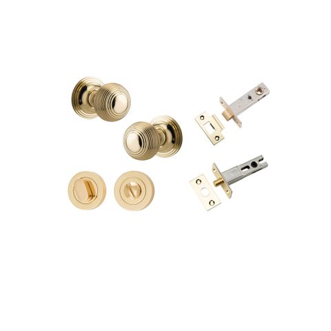 Iver Guildford Round Rose Privacy Knob Kit W/ Latch & Separate Privacy Turn