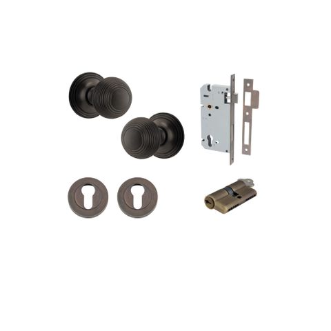 Iver TRA0221KENTR60KK Guildford Knob Euro Round Rose Entry Kit Cyl/Cyl SB