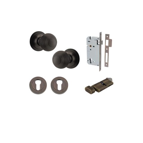 Iver TRA0221KENTR60KT Guildford Knob Euro Round Rose Entry Kit Cyl/Turn SB