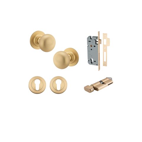 Iver TRA0252KENTR60KT Cambridge Knob Euro Round Rose Entry Kit Cyl/Turn Bb