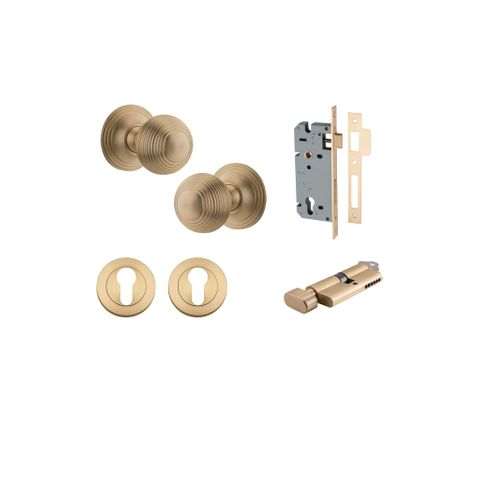 Iver TRA0254KENTR60KT Guildford Knob Euro Round Rose Entry Kit Cyl/Turn Bb