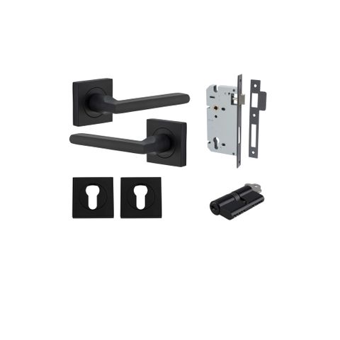 Iver TRA0273KENTR60KK Baltimore Door Lever Euro Square Rose Entry Cyl/Cyl MB