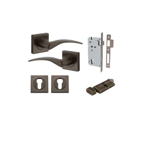 Iver Oxford Square Rose Entrance Lever Kit (Key/Turn)