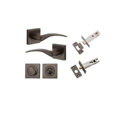Iver Oxford Square Rose Privacy Lever Kit W/ Latch & Separate Privacy Turn