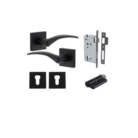 Iver TRA0283KENTR60KK Oxford Door Lever Euro Square Rose Entry Cyl/Cyl MB