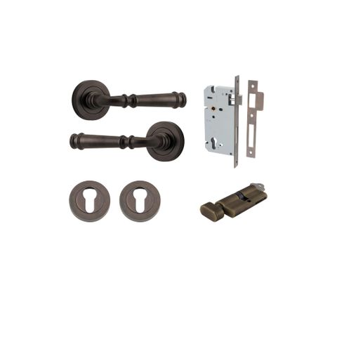 Iver TRA0311KENTR60KT Verona Door Lever Euro Round Rose Entry Cyl/Turn SB