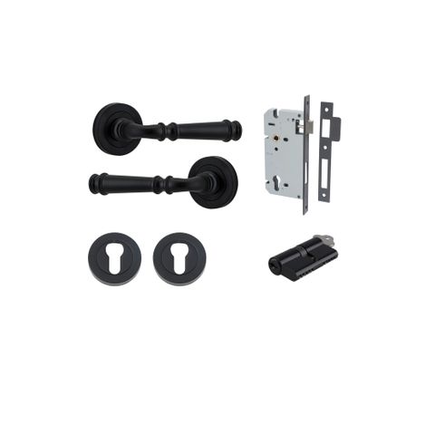 Iver TRA0313KENTR60KK Verona Door Lever Round Rose Entry Cyl/Cyl MB