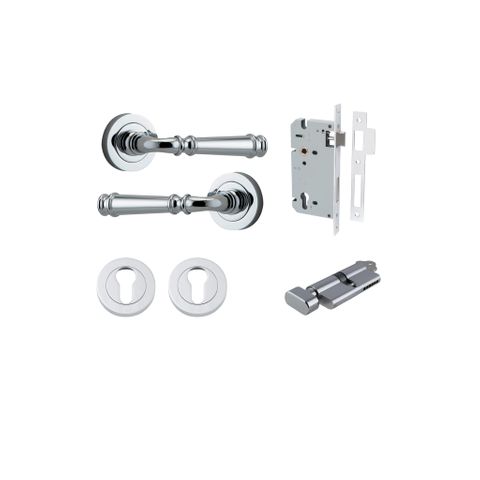 Iver TRA0314KENTR60KT Verona Door Lever Euro Round Rose Entry Cyl/Turn PC