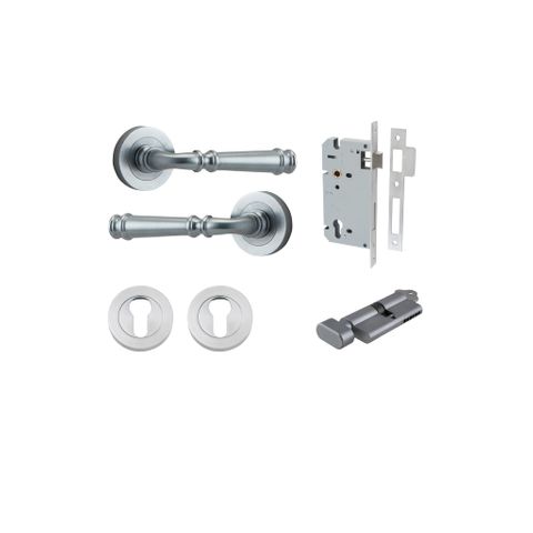 Iver TRA0315KENTR60KT Verona Door Lever Euro Round Rose Entry Cyl/Turn Bc