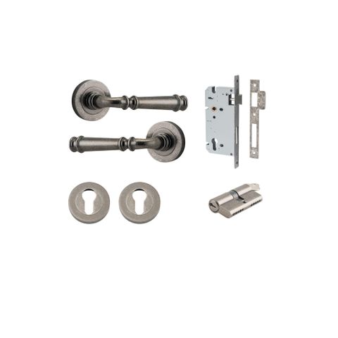 Iver TRA0317KENTR60KK Verona Door Lever Round Rose Entry Cyl/Cyl Dn