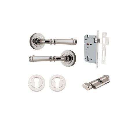 Iver TRA0318KENTR60KT Verona Door Lever Euro Round Rose Entry Cyl/Turn Pn