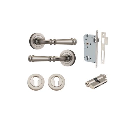 Iver TRA0319KENTR60KK Verona Door Lever Round Rose Entry Cyl/Cyl SN