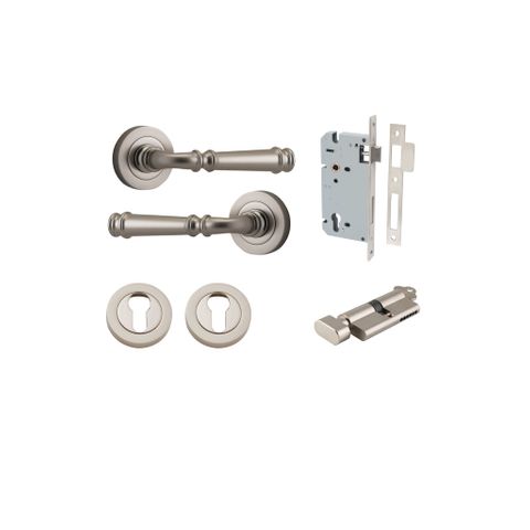 Iver TRA0319KENTR60KT Verona Door Lever Euro Round Rose Entry Cyl/Turn SN