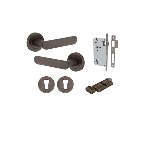 Iver TRA0331KENTR60KT Bronte Door Lever Euro Round Rose Entry Cyl/Turn SB