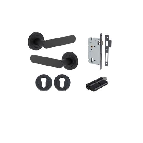 Iver TRA0333KENTR60KK Bronte Door Lever Round Rose Entry Cyl/Cyl MB