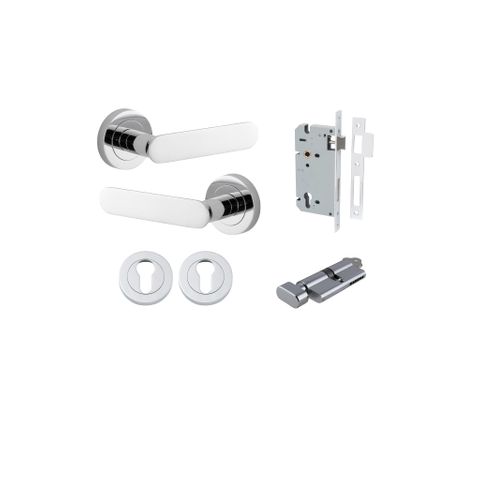 Iver TRA0334KENTR60KT Bronte Door Lever Euro Round Rose Entry Cyl/Turn PC